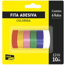Fita Adesiva Colorida 12x10 Stick Tape PT 6 UN