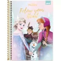 Caderno Universitário CD 1X1 80 FL Disney Frozen Spiral