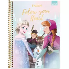 Caderno Universitário CD 1X1 80 FL Disney Frozen Spiral