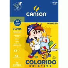Bloco Criativo Colorido 8 Cores 80g A4 32 FL Canson