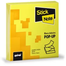 Bloco Autoadesivo Pop-Up 76x76 Neon Amarelo Stick Note 100 Folhas