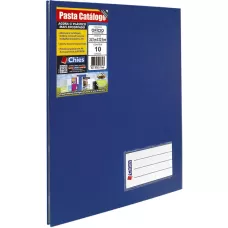 Pasta Catálogo com 10 Envelopes Ofício Azul Chies