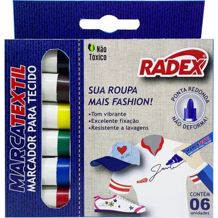 Caneta para Tecido Marcatextil 6 Cores Sortidas Radex