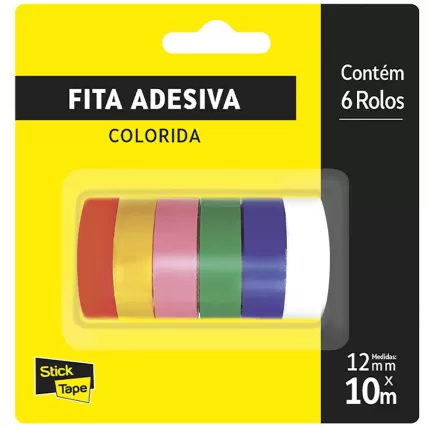 Fita Adesiva Colorida 12mm x 10m Stick Tape