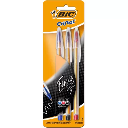 Caneta Esferográfica BIC Cristal Fina Az Pr Vm