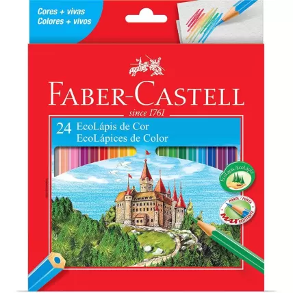 Lápis de Cor Sextavado EcoLápis 24 Cores Faber-Castell