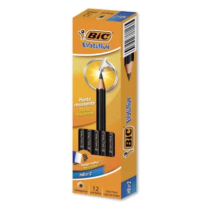 Lápis Preto BIC Evolution corpo Preto Hexagonal HB2