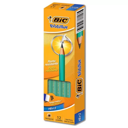 Lápis Preto BIC Evolution corpo Verde Hexagonal HB2