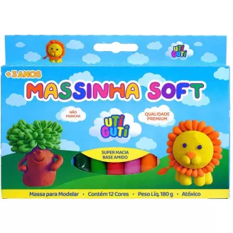Massa de Modelar 180g 12 Cores Uti Guti