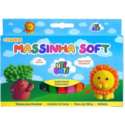 Massa de Modelar 180g 12 Cores Uti Guti