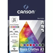 Bloco Criativo A3 120g 420x297 8 Cores 32fls Canson